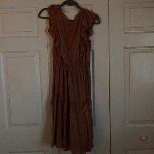 Mauve ruffle detail maxi dress